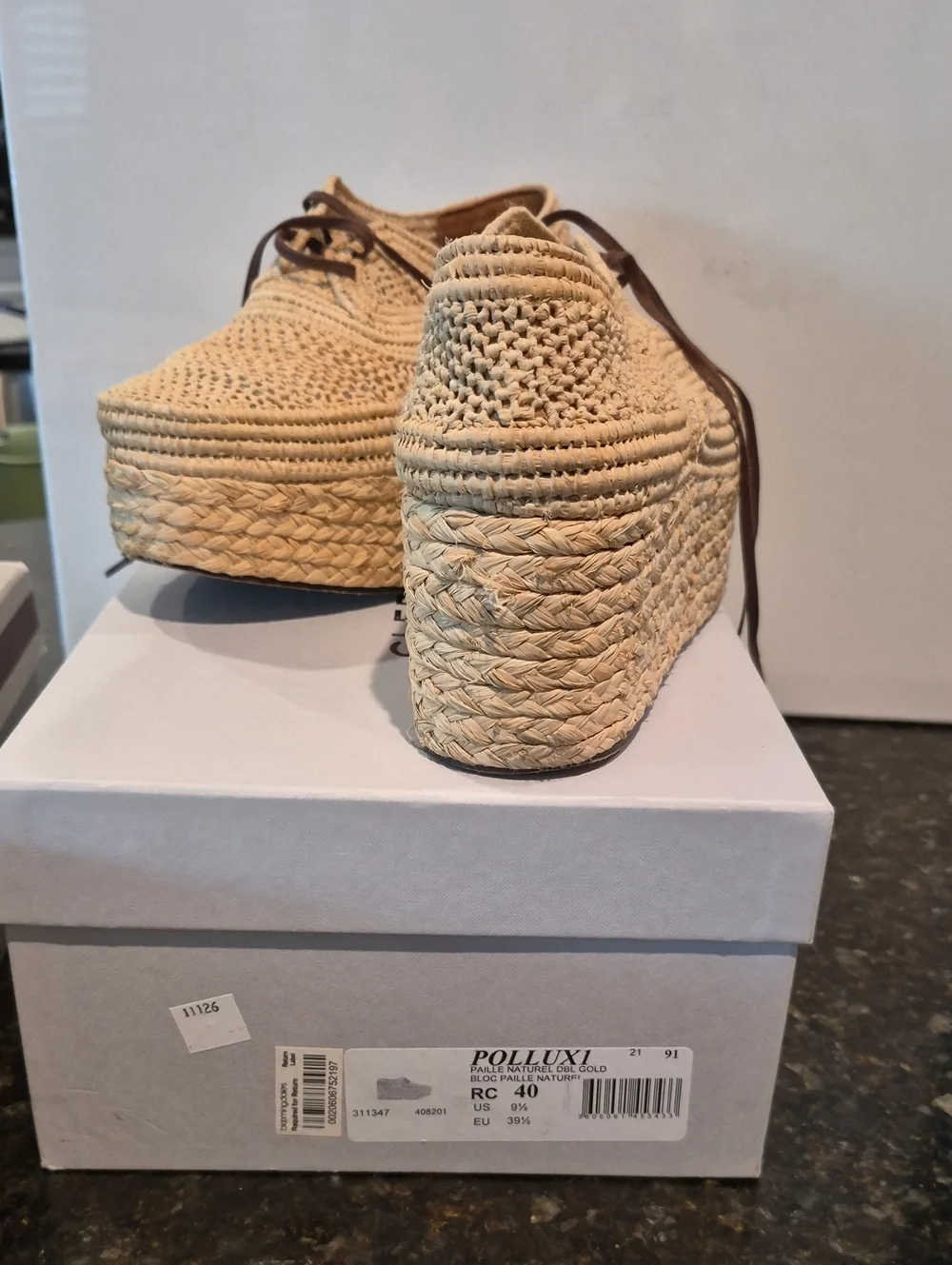 Robert Clergerie Natural Woven Platform Espadrille Sneakers